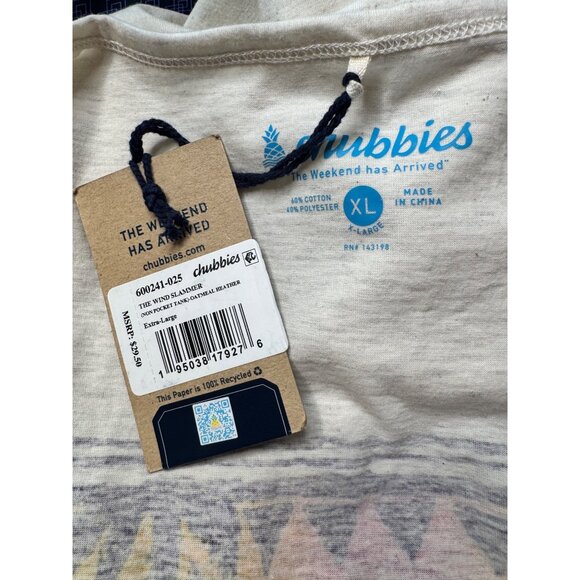 Chubbies The Wind Slammer Sleeveless SIze XL NWT $30 Oatmeal Heather Surf Tank T - Picture 3 of 6